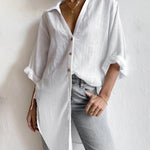 Nadorine Half Sleeves Casual Tops Blouse Solid Basic Loose Travel Top