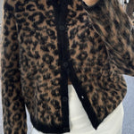 Wool and Alpaca Blend Animal Print Cardigan