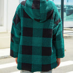 Plaid Oversized Casual Open-Front Double-Layered Fleece Coat