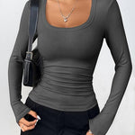 Nadorine Women's Long Sleeve Pullover Elegant Basic Shirt (DE Only)
