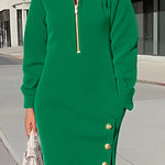 Long Sleeves Asymmetric Split-Joint Split-Side Zipper Lapel Maxi Dresses
