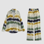 Two Pieces Sets Tie-dye Printed Shirt and Loose-fit Trousers Pants