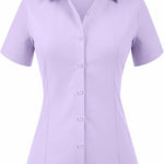 Nadorine Women's Button Down Shirts Short Sleeve Shirts