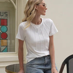 Nadorine T-Shirt Short Sleeve Tops Casual Crew Neck Blouse (DE Only)