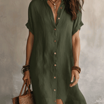 Bohemian Black Loose-fitting Midi Dress