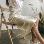 Nadorine Satin Skirt Long High-Waisted Skirt Elegant Silk Midi Skirt (DE Only)