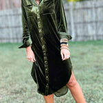 Verdant Velvet Midi Dress
