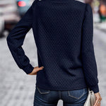Nadorine Cable Textured Puff Sleeve Sweatshirt