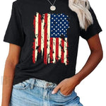 Nadorine Flag Shirts Short Sleeve Patriotic Shirt 4th of July Tee