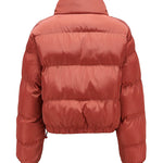 Short Puffer Jacket Stands Up Button Zipper Outerwear