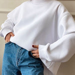 Solid Color Loose Sweatshirt Street Style Oversize Polar Fleece Pullover