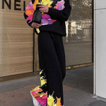 Loose Wide Leg Flower Print Pants Trousers