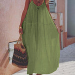 Nadorine Women's Casual Thin Beach Dress Solid Color Loose Spaghetti Strap Swing Dress