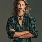 Women's Plaid Long Sleeve Shirt Maxi Dress