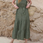 Suspender Dress Casual Vacation Style Splicing Design Sleeveless Long Dress