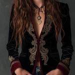 Vintage Baroque Embroidered Velvet Blazer