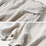 Solid Color Ramie Cotton Plus Size Loose Ninth Wide-Leg Pants
