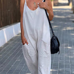 Relaxing Bay Solid Color Pocketed Casual Beach Jumpsuit
