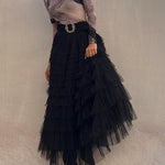 Margovil Ruffle Layered Mesh A-line Maxi Skirt