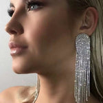 Margovil Sparkly Luxury Rhinestone Dangle Tassel Earrings