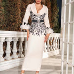 Charlotte Evans | Printed Feather Cuff Maxi Dress For Women