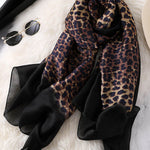 Stylish Leopard Gradient Silk Scarf