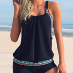 Two Piece Tummy Control Bathing Suits Tankini Top with Sporty Shorts