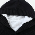 Hooded Fleece Lined Sweater Cardigan Button Down Front Winter Coat