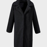 Faux Fur Plush Coat Open Front Solid Long Teddy Overcoat