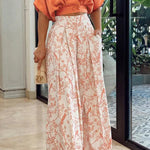 Sharity Printed Button Crop Wide Leg Pant Set