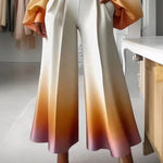 High Waisted Loose Gradient Pleated Split-Joint Pants Trousers