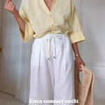 Three-quarter sleeve linen commuter shirt