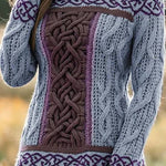 Women's Irish Celtic Knotted Contrast Jacquard Sweater