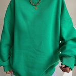 Oversize Sweatshirt Chicago Letter Graphic Long Sleeve Crewneck Pullover Top