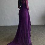 Long Sleeves Mermaid Mesh See-Through Split-Side Square-Neck Evening Dresses Maxi Dresses