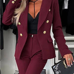 Feeling of Confidence Metal Button Long Sleeve Lapel Blazer