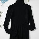 Vertical Stripe Knitted Turtleneck Sweater