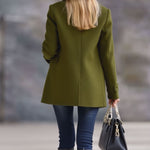 Casual Retro Olive Green Tweed Coat