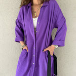 Nadorine Women's Button Long Pocket Shirt Casual Dress