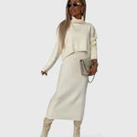 Teresa | Elegant Dress and Turtle Neck Sweater Set