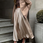 Elegant High Waist Satin Long Skirts