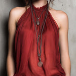 Boho-Vintage Elegant Chiffon Halter Top