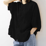 Nadorine Lantern Sleeve Retro Loose Shirt for Women Casual Work Office Loose Fit 2026 | Under