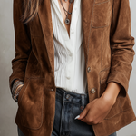 Retro Contrast Stitching Eco-friendly Suede Jacket