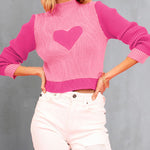 Heart Pattern Color Block Sweater