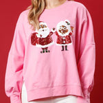 Christmas Santa Sequined Casual Loose Long Sleeve Sweatshirt