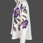 Long Sleeves Loose Flower Print Stand Collar Blouses&Shirts Tops