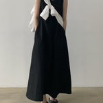Loose Cotton Linen Dress Long Sleeveless Knee Tank Dress