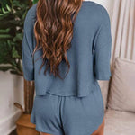 Two-piece Set Short Sleeve V-neck Top and Shorts Lounge Suits