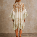 Mirabel | Ivory Boho Print High-Low Hem Mini Dress